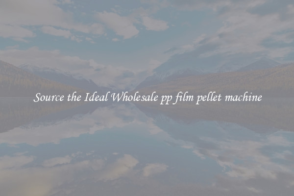 Source the Ideal Wholesale pp film pellet machine